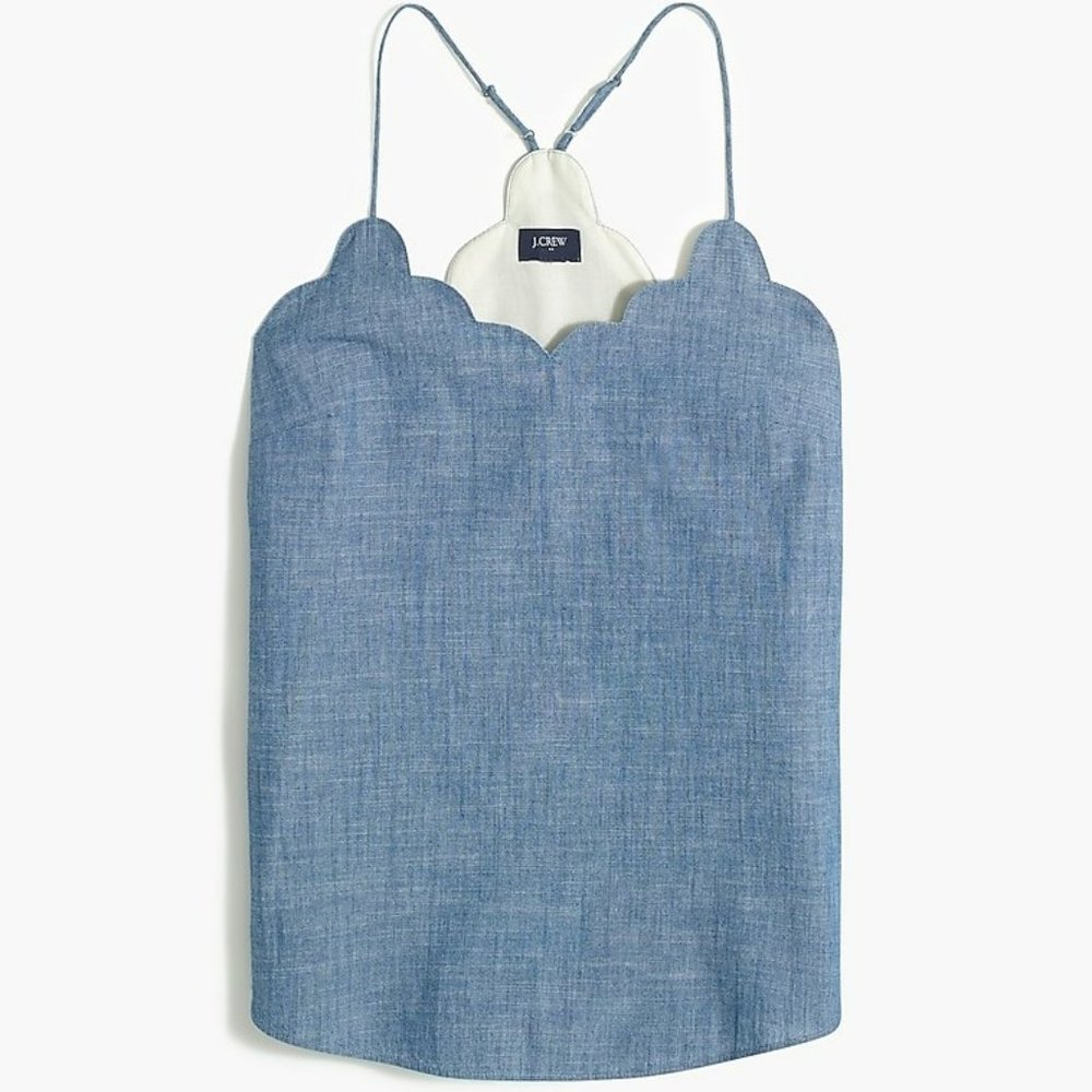 J. Crew NWT Chambray Scalloped Cami Top size 6 - Picture 5 of 9